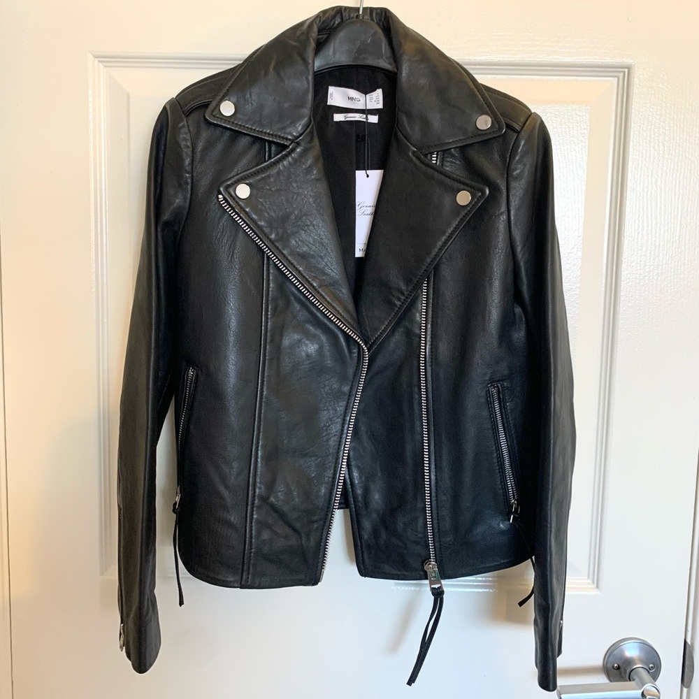 Mango 100% sheep light leather jacket XS